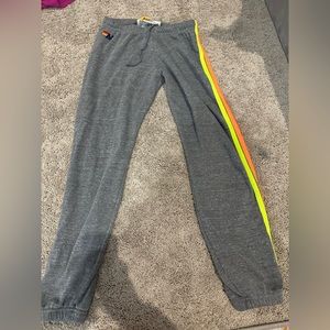 Neon 5 stripe aviator nation sweatpants!!